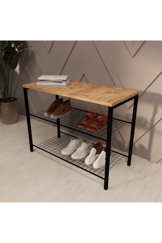 Geniş Metal Ayakkabılık Vestiyer 3 Katlı Ayakkabılık 1303 Atlantik - Çam