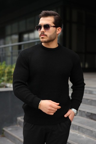 Butik İstanbul Erkek Bisiklet Yaka Örme Kazak Siyah