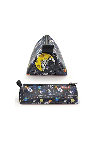 Kalem Kutusu Astronot Uzay Astronaut Üçgen Kalemkutu Jumbo Vegan Deri Kalemlik