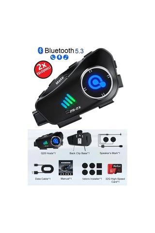 Q28 2x 2 Eşleşmeli Motosiklet Kask Bluetooth Kulaklık 1080p Kamera Su Geçirmez Intercom 85166224