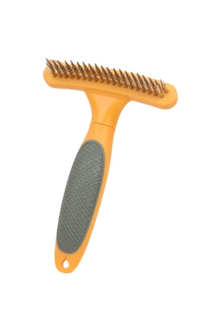 Hangfox Orta Uzun Tüylü Köpekler İçin Çift Sıralı Tırnaklı Tarak - Düğüm Açma, Bakım Ve Masaj Fonksiyonuyla Saç Bakımı Aracı Turuncu