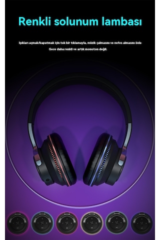 Parlayan Kafa Bluetooth Kulaklık Kablosuz Oyun Her Şey Dahil Kedi Kulak Kulaklık Black