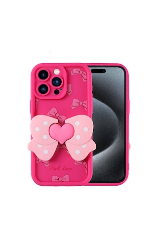 Zore Apple Uyumlu iPhone 15 Pro Max Kılıf Kamera Korumalı Figür Tasarımlı Kapya Kapak-pembe Ko Pembe Koyu