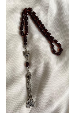 İlknur Doğal Taş Evi Kurt Püsküllü Ateş Kehribar Tesbih