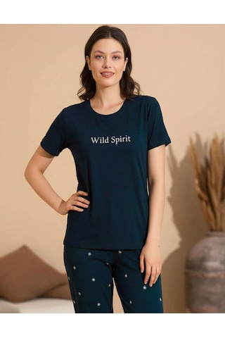 Boyraz Slim Fit Dar Kesim Kadın Milan Bisiklet Yaka Kısa Kol Pijama Takımı 11002y - 1 Adet Yeşil
