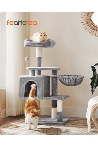 Pct52w 110 Cm Kedi Ağacı, Açık Gri Açık Gri, Clawfy Koleksiyonu Pct52w