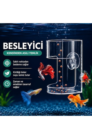 Akvaryum Yemleme Halkası Vantuzlu Akrilik Balık Yemliği Yem Dağılmasını Önleyen Yem Besleme Aparatı