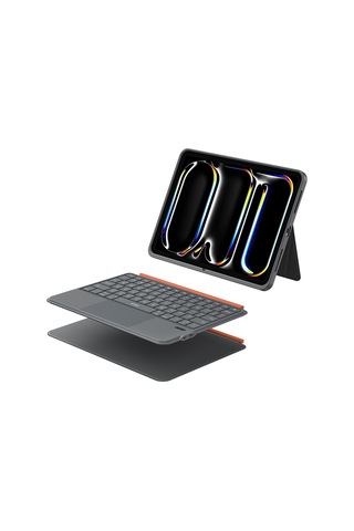 İpad Pro 11 2020 2.nesil Uyumlu Wiwu Mk-005 Combo 3in1 Kalem Bölmeli Klavyeli Standlı Kılıf Gri