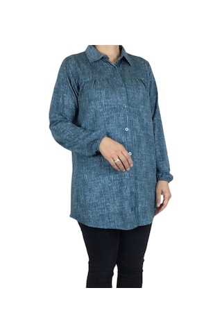 Mevsimlik Kolları Lastikli Boydan Düğmeli Gömlek Yeşil