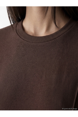 Lcwaıkıkı Classic Kahverengi Bisiklet Yaka Kadın Sweatshirt Tunik