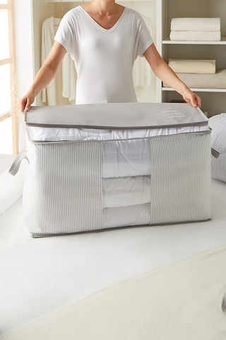 Ocean Home Textile Mega Boy Pvc Pencereli Gri Çizgili Stuff & Things Hurç 75 x 40 x 40 cm