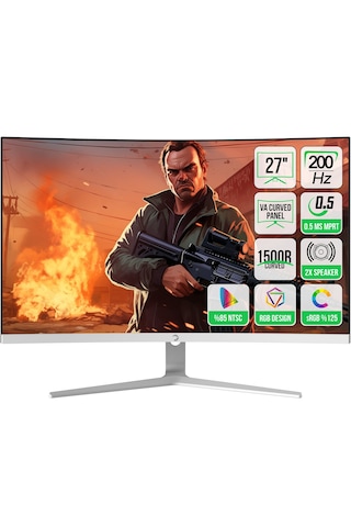 Gamepower Vivid T50 27'' 0.5 MS 200 Hz Curved RGB Beyaz Full HD VA Gaming Monitör