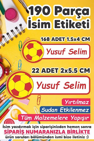 Okul Etiketi Kalem Defter Etiketi Galatasaray Özel Isim Yazılabilen Etiket - 190 Adet