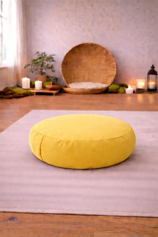 Yuvarlak Zafu Meditasyon Minderi & Bolster Minderi İkili Yoga Meditasyon Minder Seti Sarı