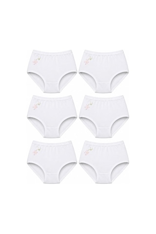 6Lı Seher Kadın Yüksek Bel Külot Işlemeli Pamuklu Bato Slip