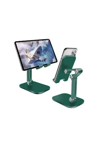 Hfambition Yeşil Çift Taraflı Masaüstü Tutucu - Telefon Ve Tablet 4-10.5 İnç İçin Yüksekliği Ve Açıyı Ayarlayabilir, Çevirilebilir, Taşınabilir Siyah