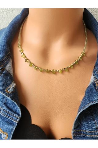 Peridot Taşı Minimal Kolye Yeşil