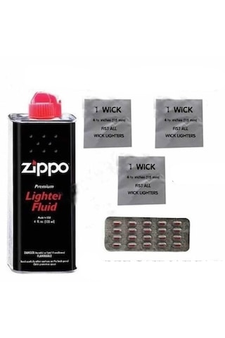 Zippo Benzin Seti 20 Adet Alfa Çakmak Taşı 3 Fitil