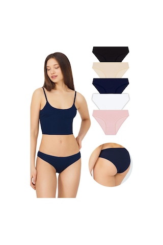 Basic Pamuklu Kadın Bikini Külot 5'li Paket çok Renkli Çok Renkli