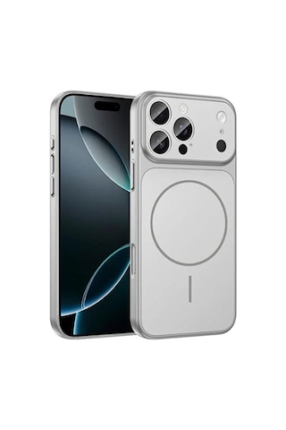 İphone 15 Pro Max Uyumlu Ag Glass Koruyucu Kılıf İphone 17 Pro Max Görünümlü Gümüş