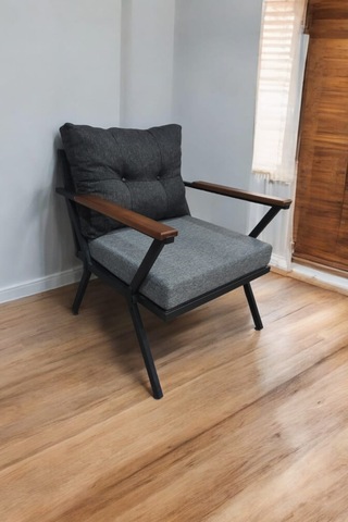 Pilocca Demonte Metal Tekli Bahçe Mobilyası, Gri-antrasit, 60x60 Antrasit  - Gri