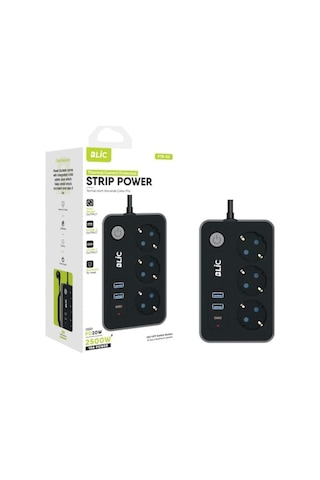 Akım Korumalı Priz, 3x Priz Soketi, 2x Usb Girişi, 1x Type-c Girişi, Tasarruflu Uzatma Kablosu, Çocuk Korumalı Ada 0