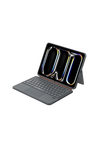 İpad Pro 11.nesil 2025 Uyumlu Wiwu Mk-005 Combo 3in1 Kalem Bölmeli Klavyeli Standlı Kılıf Gri