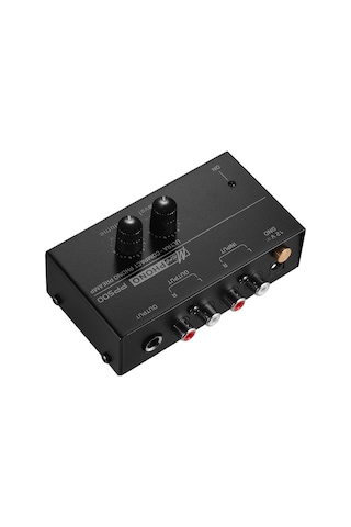 Hfambition Küçük Boy Metal Kapaklı Fon Preamp, Ses Kontrolü İle Rca/1/4 Trs Bağlantıları, Siyah, 110-240v Avrupa Tipi 10"