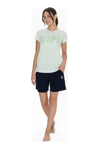 U.S. Polo Assn. U.s. Polo Assn. Kadın Yuvarlak Yaka Renkli Pijama Şort Takım MİNT YEŞİLİ