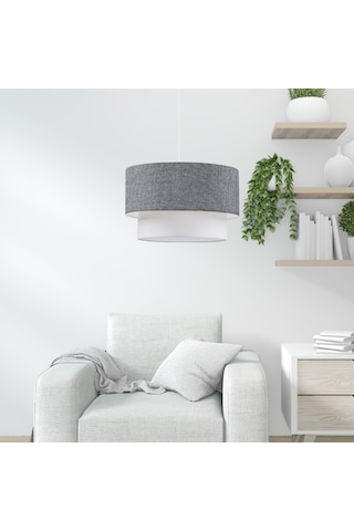 Pastel Gri Ton Kumaş Sarkıt Avize Salon Yatak Odası Antre Gri