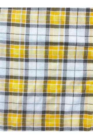 Desenli Penye Diz Altı Büyük Beden Anne Kadın Kapri Sarı Ekose