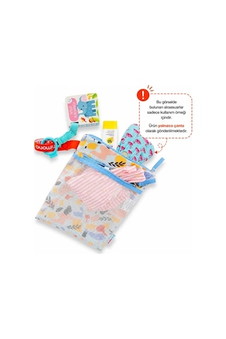 Minimono 2'li Islak & Kuru Çanta Seti Sıvı Geçirmez Pu İç Yüzey Büyük + Küçük Boy 2'li Set Flora