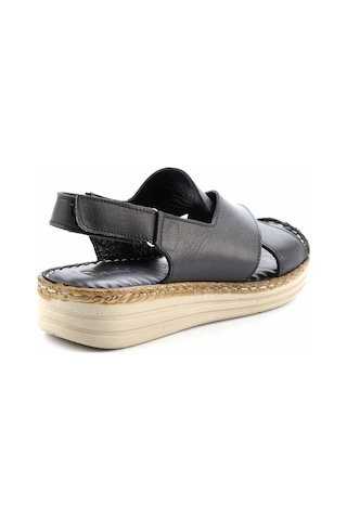 Siyah Hakiki Deri Kadın Sandalet K05281203003 Siyah