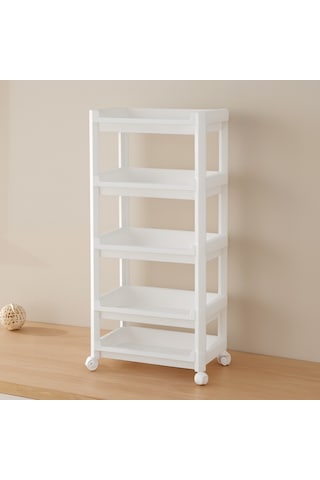 5 Katlı Tekerlekli Sepet Organizer Raf Ünitesi 355x220x850 Mm Renkli