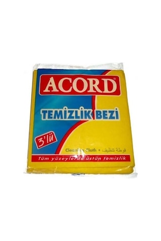 Acord Sarı Temizlik Bezi 3'lü 35x38 Cm Sarı