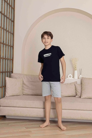 Kıpırık Baby Erkek Çocuk Lacivert Desenli Şortlu Pijama Takımı-1267 Lacivert