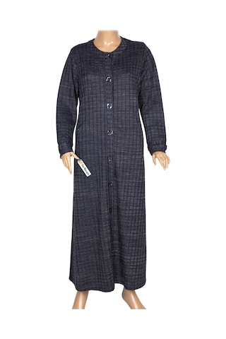Hesna Kadın Nurel Büyük Beden Kışlık Kare Çıtçıtlı Lacivert Pardesü Lacivert