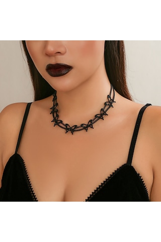 Takı Punk Ateşli Kısa Gerdanlık Kolye Gotik Kelebek Zincir Yaka Kadın Kolyesi Diğer