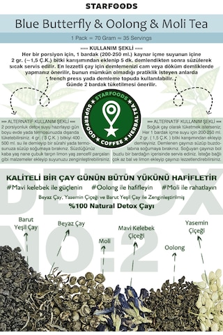 Mavi Kelebek & Oolong & Moli Mixed Herbal No: 2  Tea Beyaz Çay Yeşil Çay Yasemin Çayı