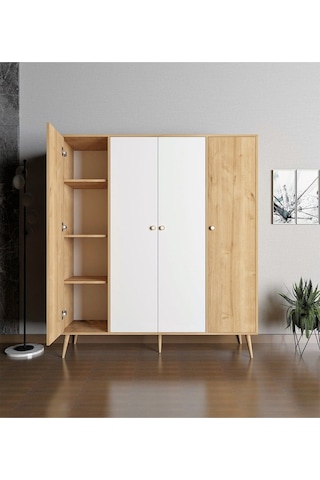 Floradesign Milano Gardırop /elbise Dolabı Dört Kapaklı Dolap 160cm Meşe