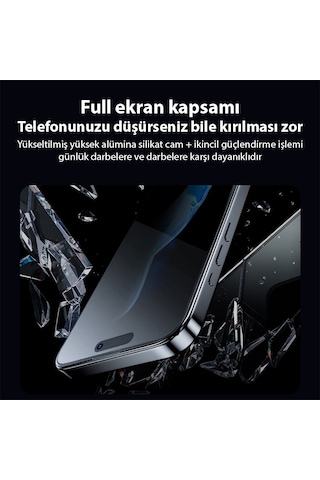 Ally Apple iPhone 15 Pro Uyumlu 3d Full Privacy Gizlilik Cam Ekran Koruyucu A