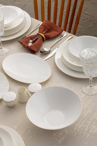 Emsan Elmira Gold Fine Bone 59 Parça 12 Kişilik Yemek Takımı Beyaz
