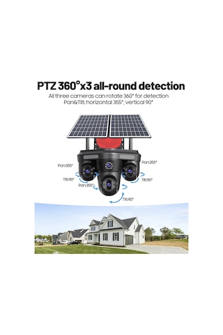 Çift Solar Panelli 20mp 4g Sım Ptz Kamera, Btk Kayıtlı 4x Lens Aı Takip