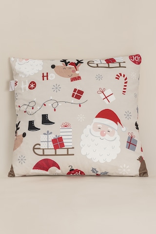 Charm Noel Temalı Özel Renkli Baskılı Bej Kırlent 43x43 35265a Bej