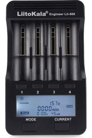 Dancemonkey Liitokala Lii-500 4 Yuvalı Pil Şarj Cihazı + 2a Adaptör + Araç Şarj Cihazı Siyah Abd Tak