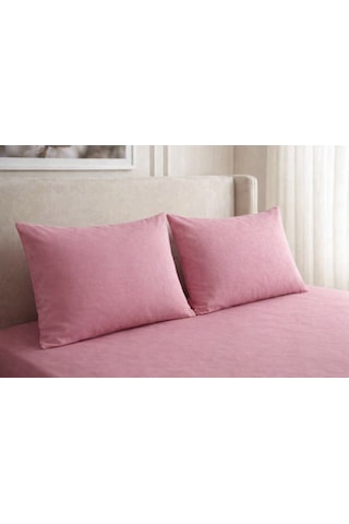 Faralya Life %100 Pamuk 2'li Yastık Kılıfı 50x70 Cm Yumuşak Dokulu Terletmeyen Dayanıklı Ev Otel Tipi Nefes Alabilen Kapaklı Yastık Kılıfı Açık Pembe