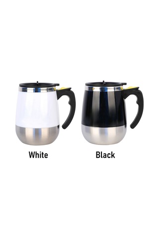 Youmex 400ml Otomatik Kahve Karıştırıcı Bardak, Elektrikli, Isıya Dayanıklı Kapaklı, Çift Katlı, Çelik Paslanmaz, Çok Amaçlı Kahve, Süt, İlâç Siyah