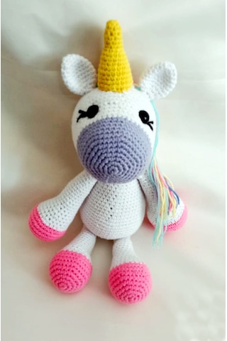Amigurumi Oyuncak Gökkuşağı Unicorn Sağlıklı Oyuncak El Örgüsü