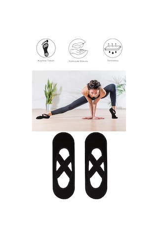 2 Adet Kadın Kaydırmaz Tabanlı Yoga Pilates Fitness Dans Ve Spor Çorabı Siyah