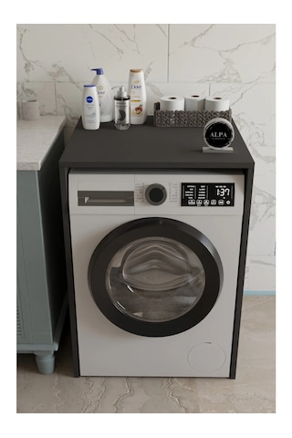 Modern Çamaşır Makinesi Kaplama Dolabı Tezgah Koruyucu Çok Amaçlı Banyo Düzenleyici Antrasit